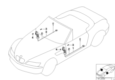 Жгуты проводов двери для BMW Z3 Z3 2.0 M52 (схема запасных частей)