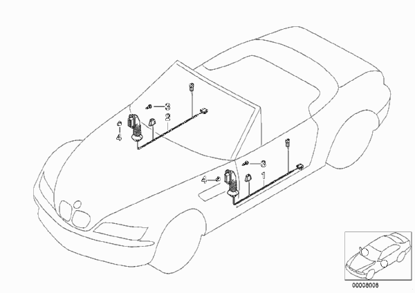 Жгуты проводов двери для BMW Z3 Z3 2.8 M52 (схема запчастей)