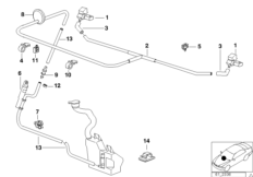Детали стеклоомывателя для BMW E38 750i M73N (схема запасных частей)