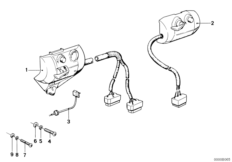 Комбинированный выключатель на руле для MOTO 2477 R 80 TIC 0 (схема запасных частей)