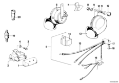 Сирена/ выключатель стоп-сигналов для BMW 2474 R 100 /7 0 (схема запасных частей)