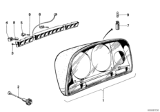 Детали комбинации приборов для BMW E12 535i M30 (схема запасных частей)