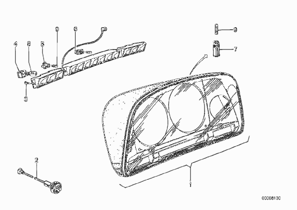 Детали комбинации приборов для BMW E12 528 M30 (схема запчастей)