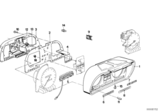 Детали комбинации приборов для BMW E23 732i M30 (схема запасных частей)