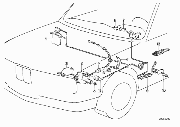 система поддержания заданной скорости для BMW E32 735i M30 (схема запчастей)