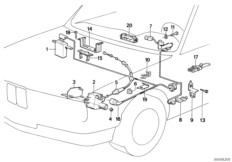 система поддержания заданной скорости для BMW E30 324d M21 (схема запасных частей)
