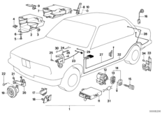 система охранной сигнализации для BMW E28 518 M10 (схема запасных частей)