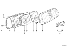 Контрольные приборы для BMW K589 K 100 RS 83 (0502,0503,0513) 0 (схема запасных частей)