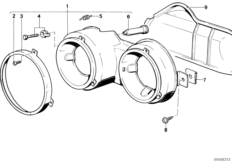 Детали фары для BMW E12 520 M20 (схема запасных частей)