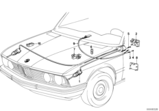 регулировка угла наклона фар для BMW E28 525e M20 (схема запасных частей)