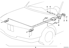 регулировка угла наклона фар для BMW E30 M3 S14 (схема запасных частей)