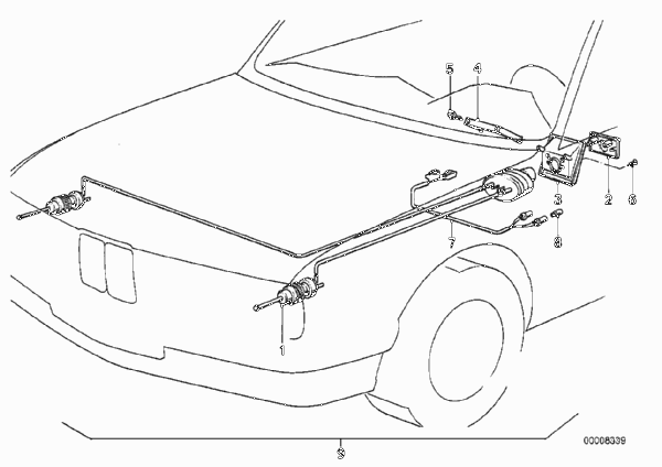 регулировка угла наклона фар для BMW E30 323i M20 (схема запчастей)