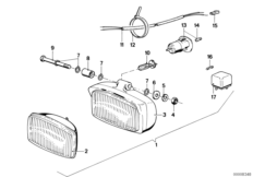 Комплект дооснащ.противотуманной фары для BMW E12 520i M20 (схема запасных частей)