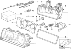 Детали фары Bosch для BMW E36 323i M52 (схема запасных частей)