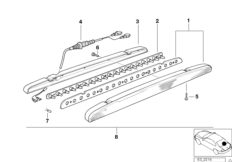 Третий фонарь стоп-сигнала для BMW E34 518g M43 (схема запасных частей)