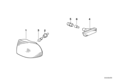 Фонарь указателя поворота Пд/Пд Бок для BMW E38 750i M73 (схема запасных частей)