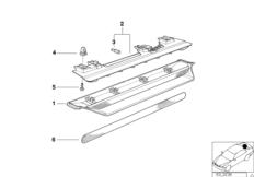 Третий фонарь стоп-сигнала/отражатель для BMW E36 316i M43 (схема запасных частей)