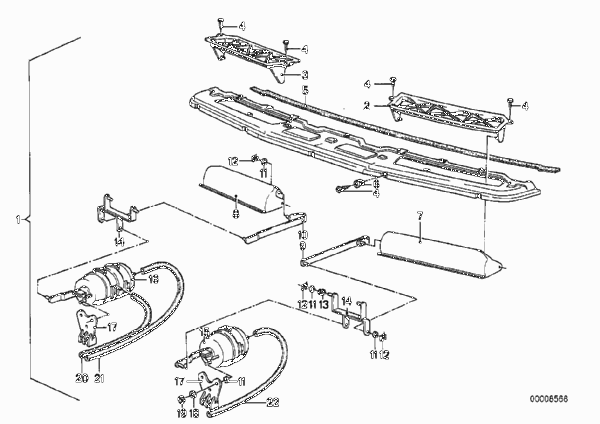 Перегородка кондиционера/заслонки для BMW E23 732i M30 (схема запчастей)