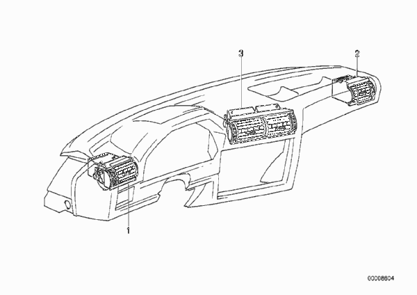 Вентиляционная решетка для BMW E30 324d M21 (схема запчастей)