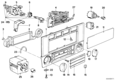 Панель управления отопителя для BMW E30 320is S14 (схема запасных частей)