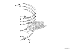 Тросик привода регулировки заслонок для BMW E30 323i M20 (схема запасных частей)