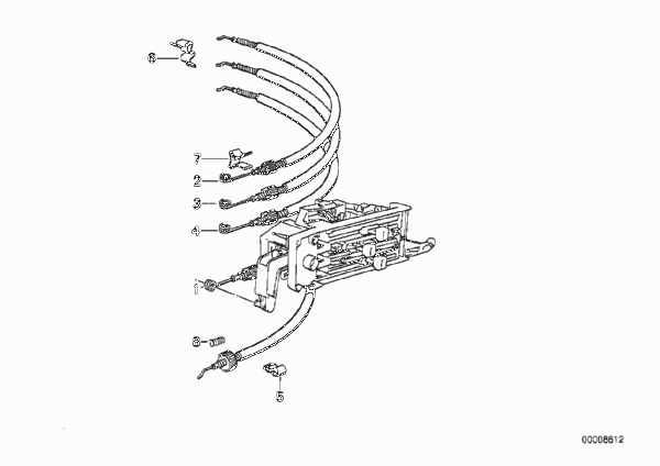 Тросик привода регулировки заслонок для BMW E30 324d M21 (схема запчастей)