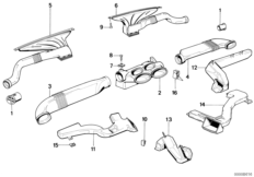 Вентиляционный канал для BMW E32 750i M70 (схема запасных частей)