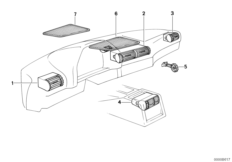 Вентиляционная решетка для BMW E32 735i M30 (схема запасных частей)