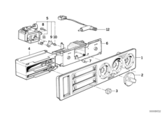 Панель управл.отопителя без микрофильтра для BMW E34 525ix M50 (схема запасных частей)