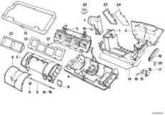 Детали корпуса автомат.сист.кондиционир. для BMW E34 524td M21 (схема запасных частей)