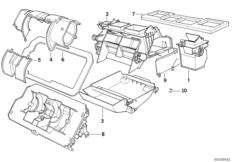Детали корпуса отопителя Siemens для BMW E34 535i M30 (схема запасных частей)