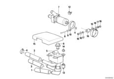 Водяные шланги, помпа, клапан для BMW E32 750i M70 (схема запасных частей)