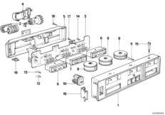 Панель управления автом.сист.кондицион. для BMW E34 530i M30 (схема запасных частей)