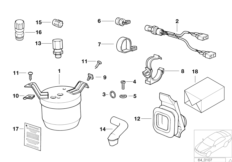 Бачок осушителя/пневмоперекл./мел.детали для BMW Z3 Z3 M3.2 S50 (схема запасных частей)