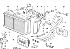 Нагревательный элемент кондиционера для BMW E34 520i M20 (схема запасных частей)