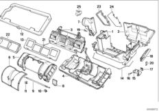 Детали корпуса автомат.сист.кондиционир. для BMW E34 525i M20 (схема запасных частей)
