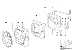 Конденсатор кондиц./дополнит.вентилятор для BMW E36 M3 3.2 S50 (схема запасных частей)