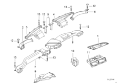 Вентиляционный канал для BMW E38 740d M67 (схема запасных частей)