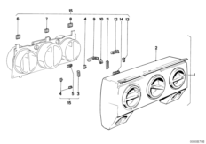Блок управления отопителем/призмы для BMW E12 528 M30 (схема запасных частей)