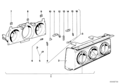 Блок управления отопителем/призмы для BMW E12 535i M30 (схема запасных частей)