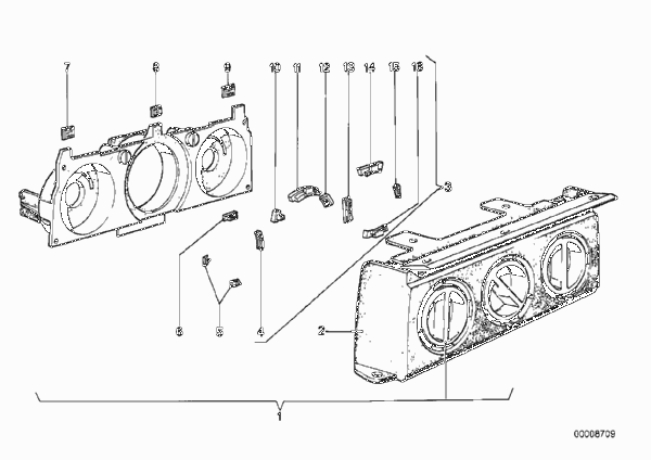 Блок управления отопителем/призмы для BMW E12 520i M20 (схема запчастей)