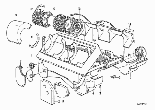 Система отопления для BMW E12 535i M30 (схема запчастей)