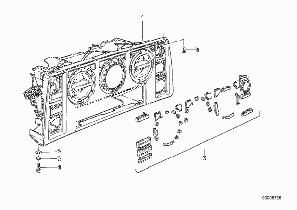 Панель управления отопителя для BMW E23 728i M30 (схема запчастей)