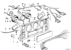 Панель управления отопителя для BMW E23 733i M30 (схема запасных частей)