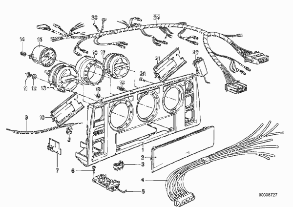 Панель управления отопителя для BMW E23 728 M30 (схема запчастей)