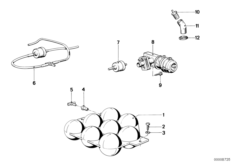 Вакуумное управление для BMW E23 732i M30 (схема запасных частей)