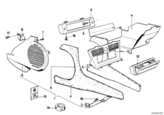 Боковая часть кондиционера/кожух для BMW E12 520i M10 (схема запасных частей)