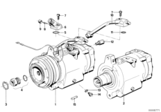 RP компрессор кондиционера для BMW E12 520i M20 (схема запасных частей)