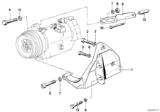 Доп.элем.компресс.кондиц./ремен.привод для BMW E12 525 M30 (схема запасных частей)