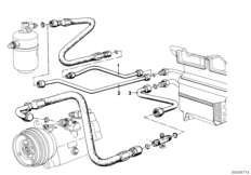Трубопровод хладагента для BMW E12 535i M30 (схема запасных частей)
